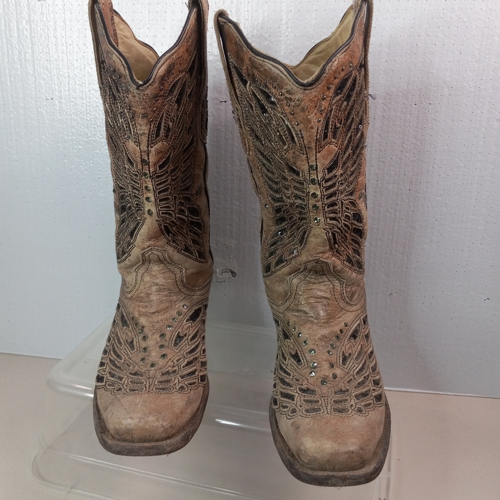 Corral 6.5 Womens Western Inlay Black Granite Butterfly Pattern Cowgirl Boots - Picture 10 of 14
